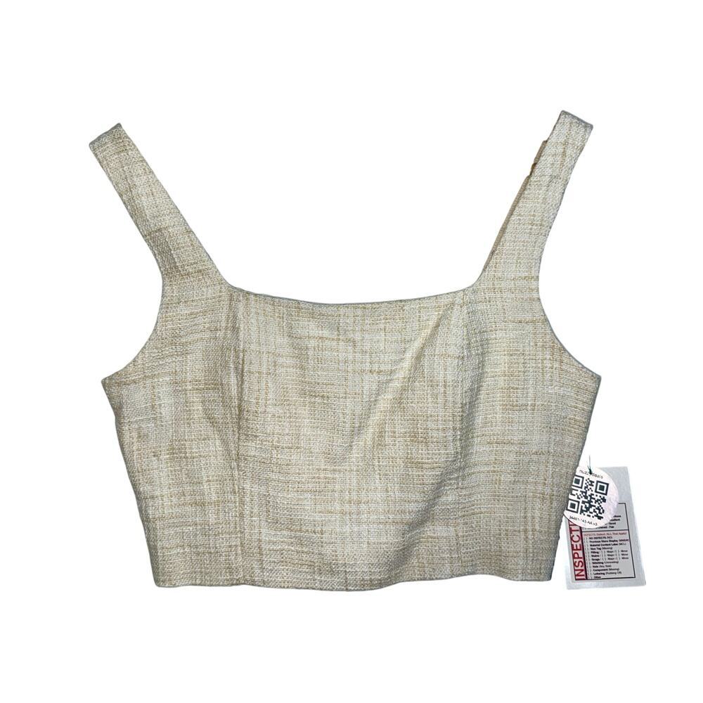 Abercrombie & Fitch Cream Tan Ivory Cropped Sleeveless Crop Top Tank Top Women S